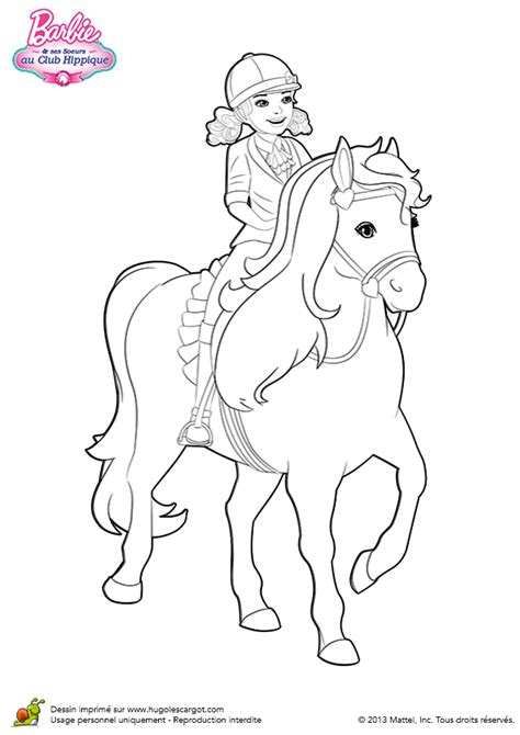 Chelsea La Petite Sœur De Barbie à Cheval à Colorier Coloriage