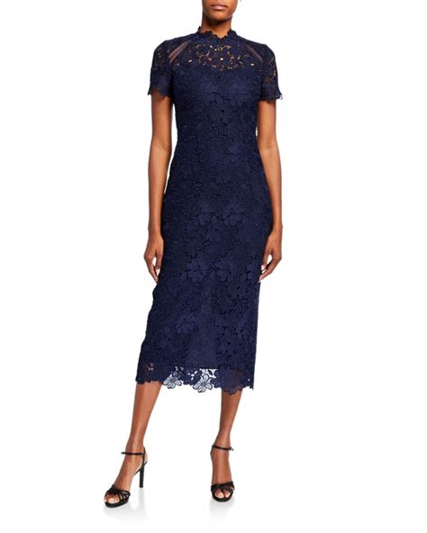 Shoshanna Kiriya Short Sleeve Lace Midi Dress Neiman Marcus