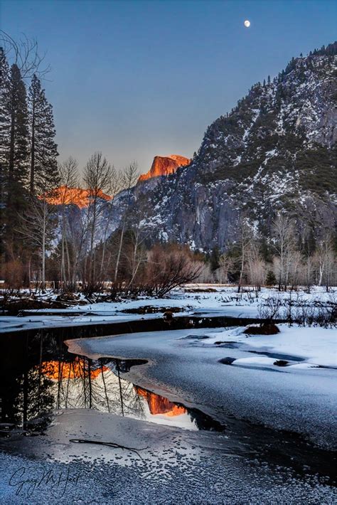 Winter Moonrise Merced River Yosemite Eloquent Images By Gary Hart