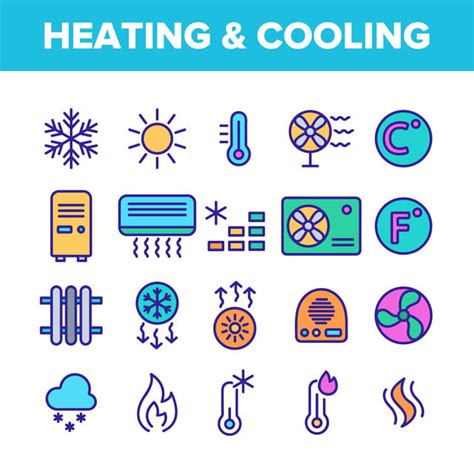 Color Heating And Cooling System Vector Linear Icons Set Template For