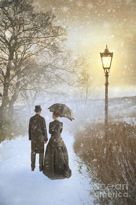 Victorian Couple Parting In Mist And Snow Photograph By Lee Avison