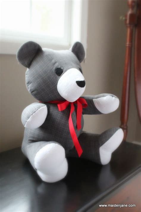 Cut pieces of the leftover material and stuff it inside. Teddy bear made from grandfather's shirt | Memory Stuffed ...