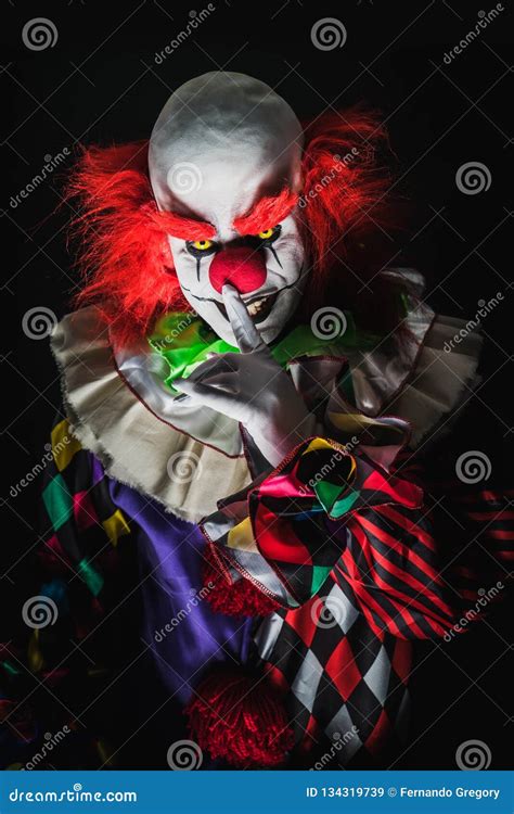 Scary Clown On A Dark Background Stock Image Image Of Mask Halloween