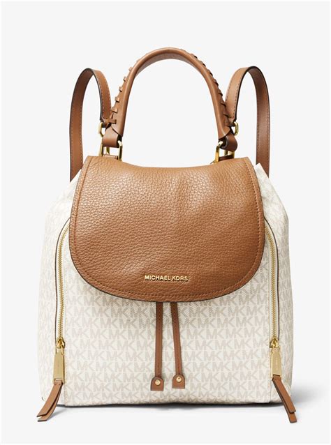 Michael Kors Viv Large Logo And Leather Backpack In Natural Lyst