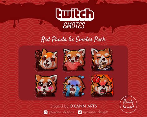 6x Red Panda Emotes Für Twitch Und Discord Kawaii Emoji Etsy