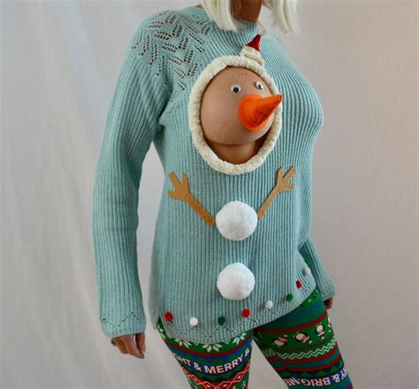 Small Sexy Ugly Christmas Sweater It Is Not A Plastic Boob Etsy