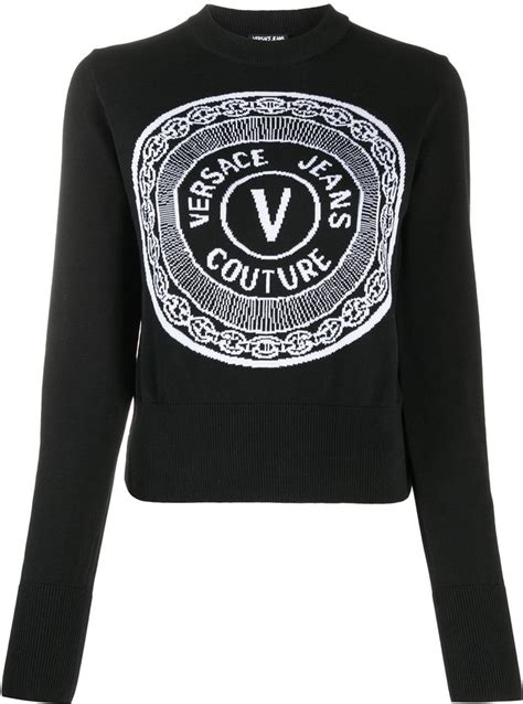 Versace Jeans Couture Intarsia Logo Crewneck Jumper Shopstyle