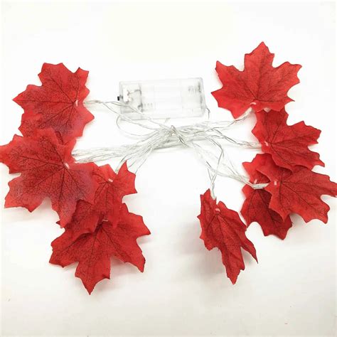 Japanese Red Maple Leaves Led String Fairy Garland String Lights