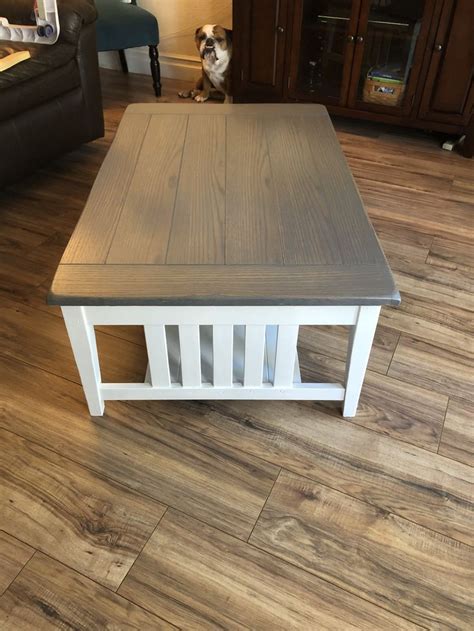 Has a compact size of 36 round x 18 high. Coffee table distressed grey with white | Coffee table ...