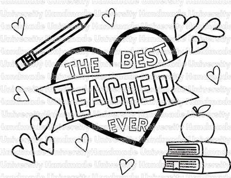 Teacher Appreciation Coloring Pages Printable Pdf Ts Etsy