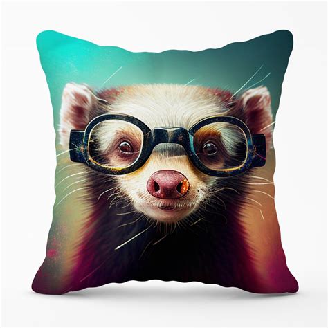 Ferret With Glasses Splashart Cushion