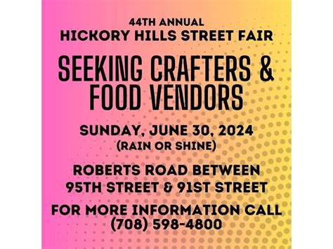 Hickory Hills Street Fair Taking Applications For Crafters Businesses