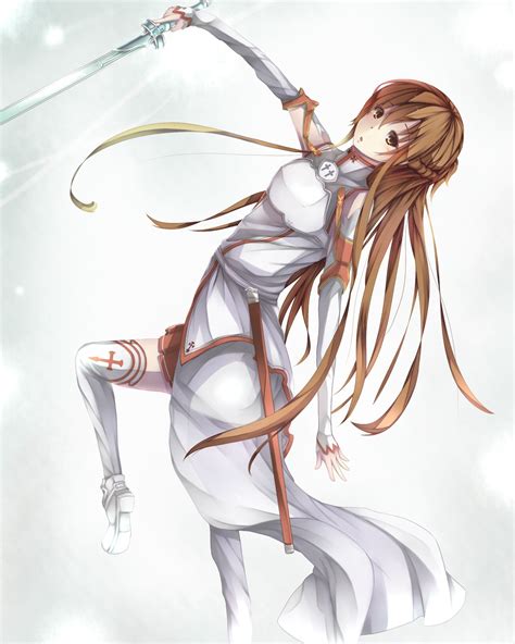 Wallpaper Drawing Illustration Long Hair Anime Girls Sword Art Online Yuuki Asuna Weapon