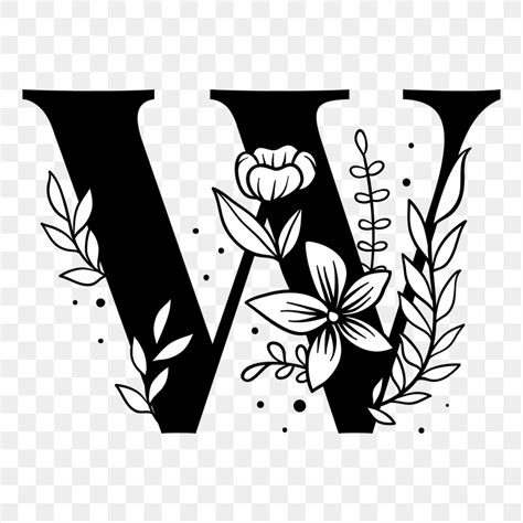Png Letter W Floral Font Free Png Sticker Rawpixel