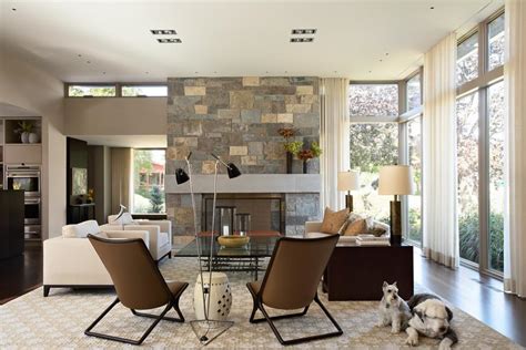 Stone Fireplace Anchors Contemporary Living Room Hgtv