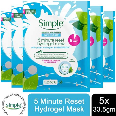 Simple Water Boost 5 Minute Reset Hydrogel Mask 5 X 335g Feelunique