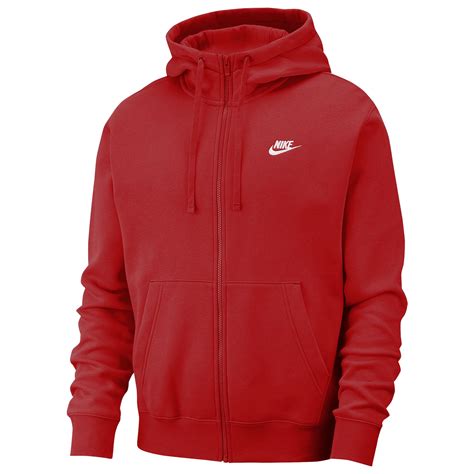 Nike Fleece Club Full Zip Hoodie In University Redwhite Red For Men