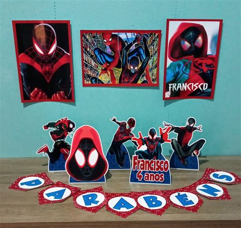 KIT festa em casa Só um Bolinho Homem Aranha Miles Morales Elo7