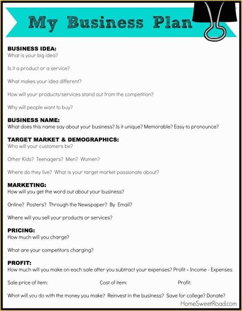 Free Printable Simple Business Plan Template Of Free Business Plan