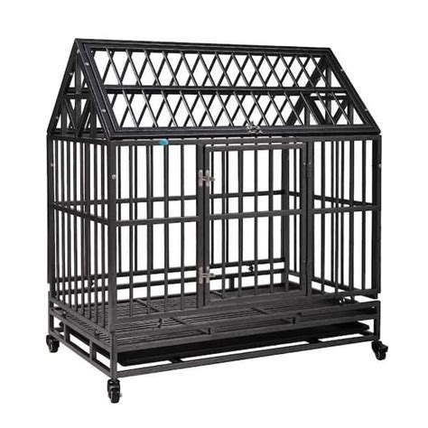 Coziwow Heavy Duty Metal Dog Kennel Cage Crate With 4 Wheels And Tray
