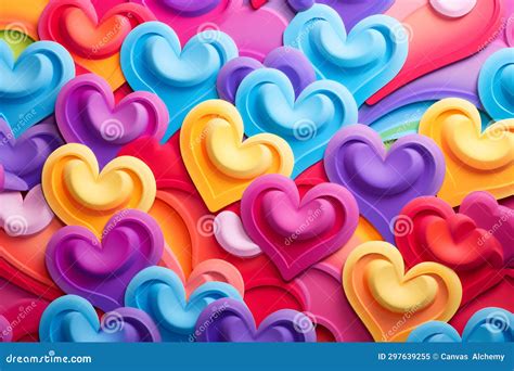 Colorful Rainbow Love Heart Pattern Illustration Diverse Hearts