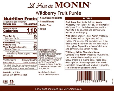 Monin Fruit Puree 1l Plastic Bottle Wildberry