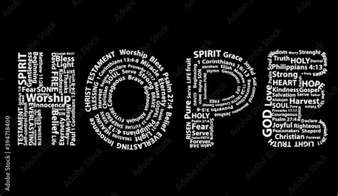 Word Hope In White Written With Christian Words On Black Background