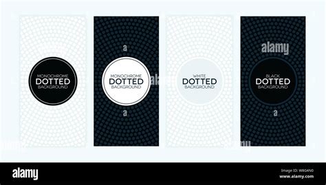 Black And White Banners With Circular Dotted Textures Monochrome