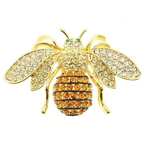 Golden Bee Crystal Bug Pin Brooch 1013001 Brooch Bee Brooch Pin