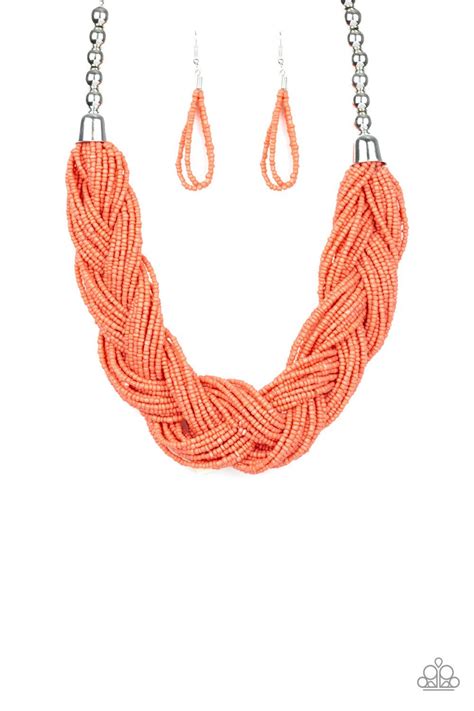 The Great Outback Paparazzi Orange Seed Bead Braided Necklace