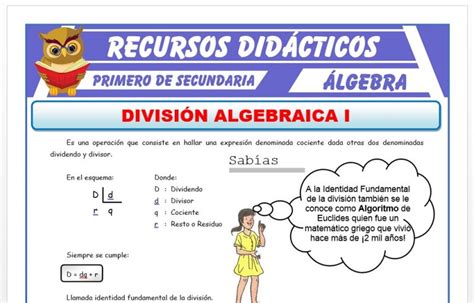 División Algebraica Para Primero De Secundaria Recursos Didácticos