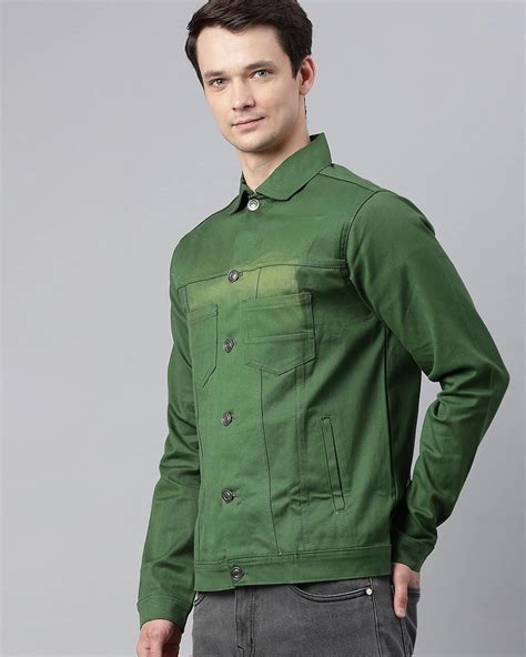Buy Mens Green Denim Jacket Online At Bewakoof