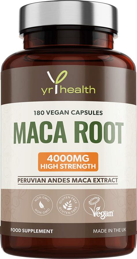 Buy Vegan Maca Root Capsules 4000mg 180 High Strength Peruvian Black Maca Root And Yellow Maca