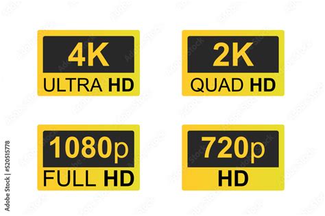 Pack Of Display Resolution Icons Video Dimensions Gold Icons Ultra Hd