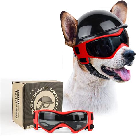 Dog Sunglasses Pet Helmet Set With Dog Goggles Dust Wind Uv Protection