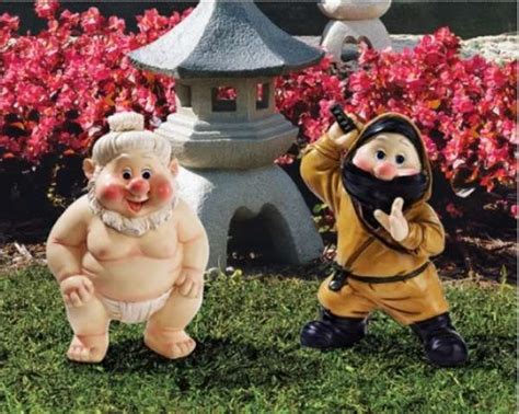 Far East Lawn Decor Sumo Ninja Garden Gnomes