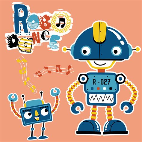 Funny Robot Dancing Vector Cartoon Illustration 20076278 Vector Art At