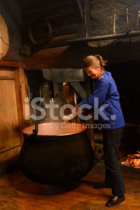 Traditional Swiss Cheese Making Stock Photos