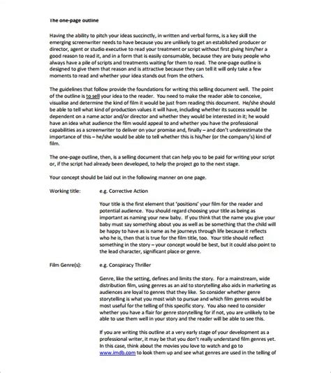 screenplay outline templates  excel