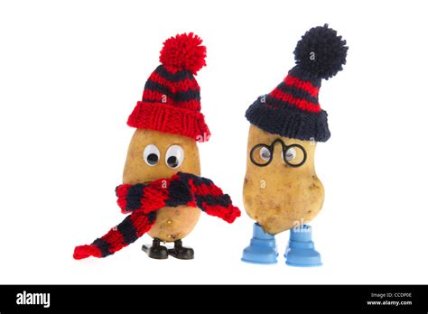 Two Funny Potato Heads In Winter Outfit Stock Photo Alamy