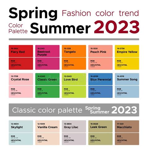 fashion color trends spring summer 2023 palette fashion colors guide with named color swatches