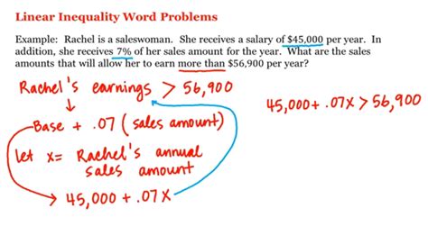 We tried to explain the trick of solving word problems for equations with two variables with an example. Solving Inequalities Word Problems Video - how do you ...