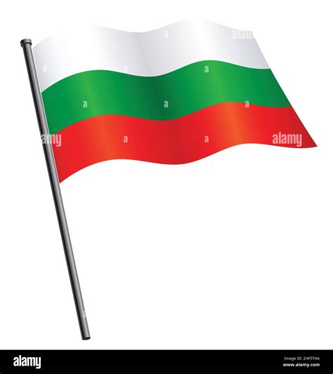 Flying Waving Bulgarian Flag Bulgaria On Flagpole Silk Vector Isolated