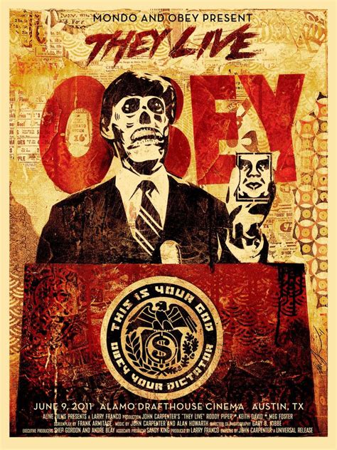 Obey They Live Poster Reissue From Movie Shepard Fairey Posters