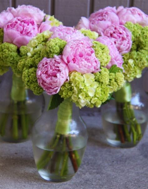 Pink Peonies And Green Hydrangea Bouquet Very Similar To The Flowers