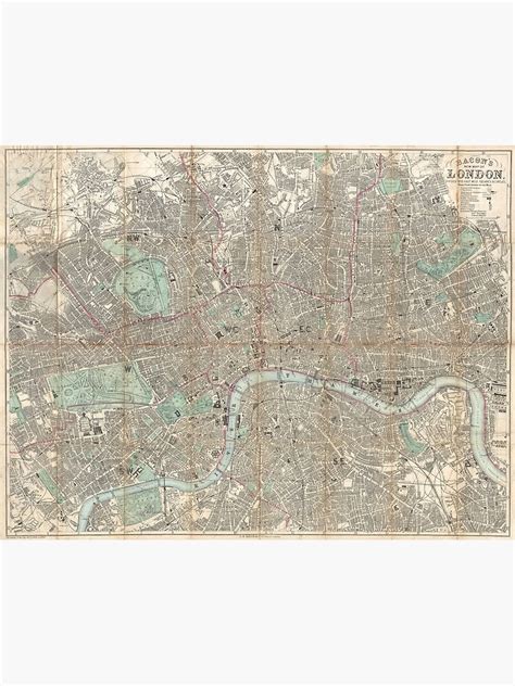 Vintage Map Of London 1890 Premium Matte Vertical Poster Sold By