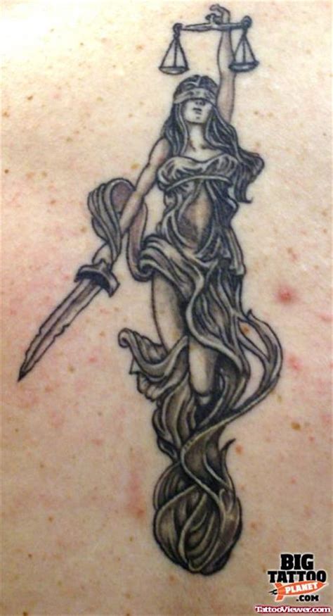 Amazing Grey Ink Blind Lady Justice Tattoo Tattoo