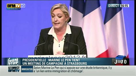 Marine le pen refuse a nouveau le drapeau de l'ue pendant un entretien. BFM TV Meeting Marine Le Pen à Strasbourg HD 1080p (12/02 ...