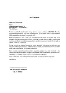 MOD. N° 01  CARTA NOTARIAL  DEVOLUCIÓN O ENTREGA D' DINERO