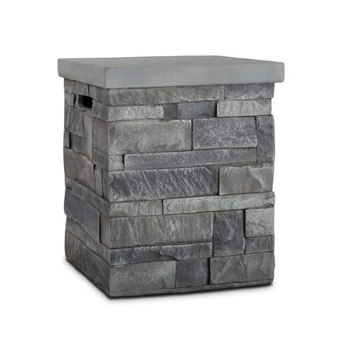 This propane tank cover coordinates well with many fire tables or fire bowls to securely hold and conceal a 20 lb propane tank and also the cover doubles as an table while coordinating with the baltic square and rectangle fire tables. Real Flame Ledgestone Gray Propane Tank Cover - T0027-GLS ...